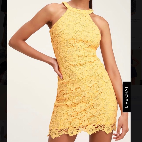 Lulus Dresses & Skirts - Love poem yellow lace dress